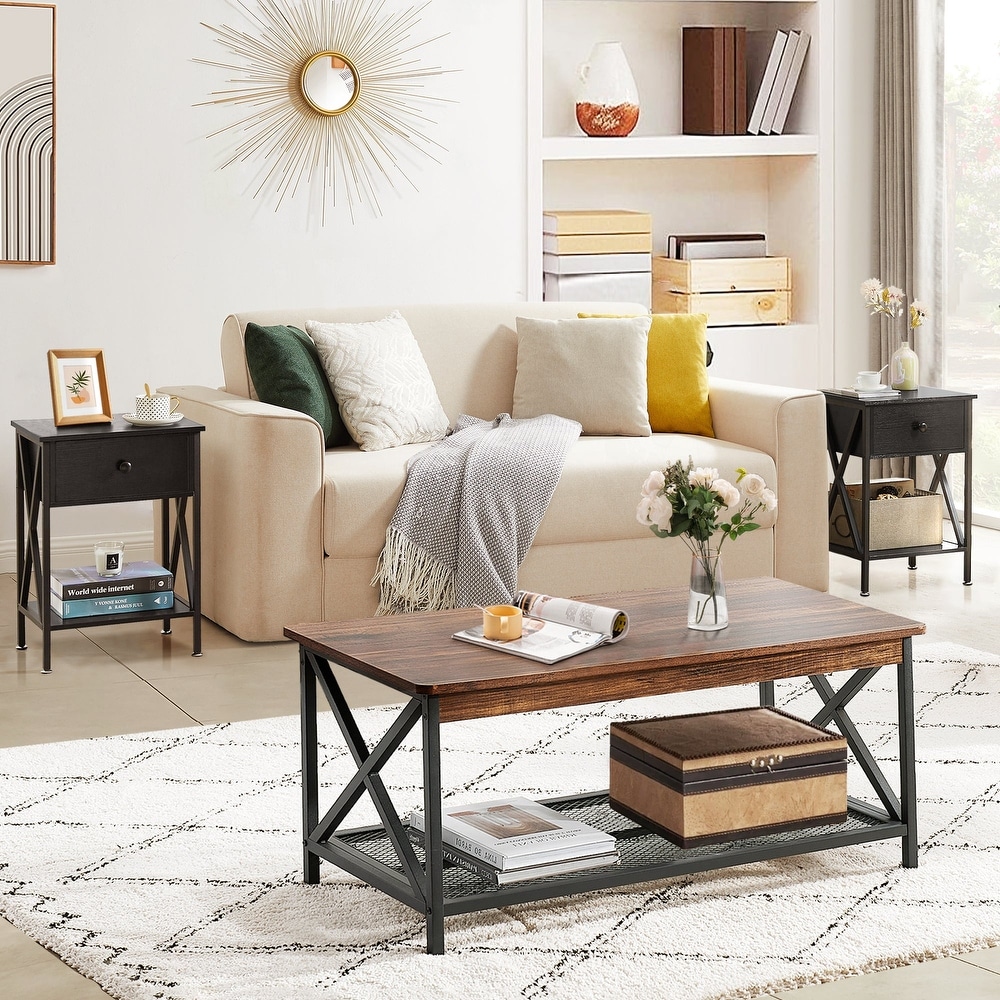 Taomika Contemporary Coffee Table and Modern End Table Set(2PCS/3PCS)