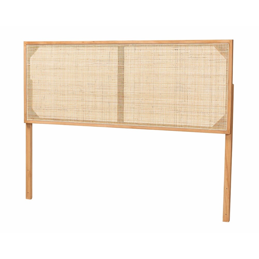 bali   pari Aurelia Modern Bohemian Bayur Wood and Natural Rattan Headboard