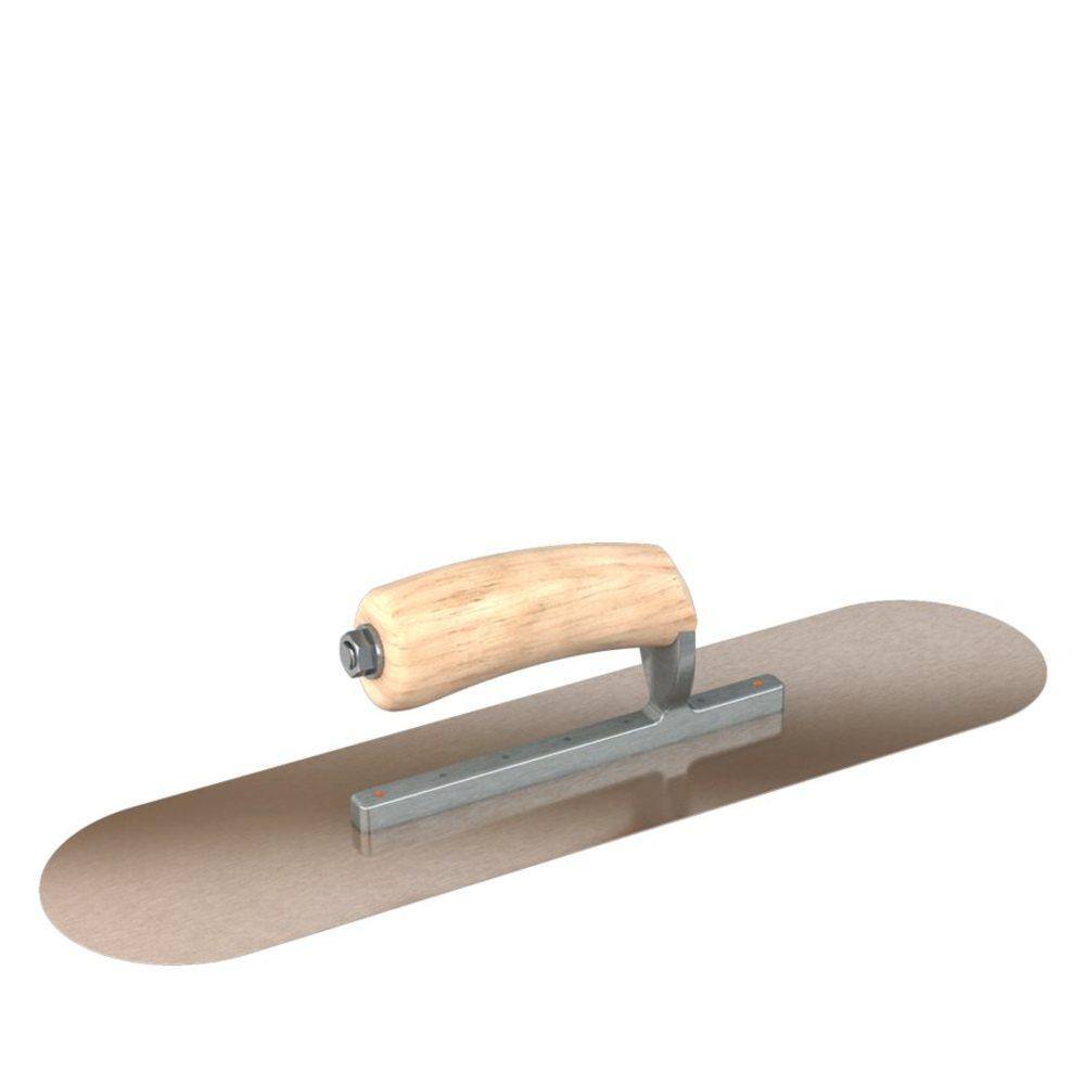 Bon Tool 16 in. x 4 in. Golden Stainless Steel Round End Pool Trowel with Wood Handle and Short Shank 66-106