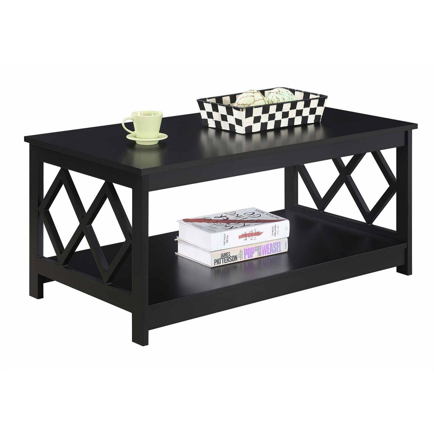 Convenience Concepts 303220BL Diamond Coffee Table， Black  39.5 x 21.75 x 18 in.