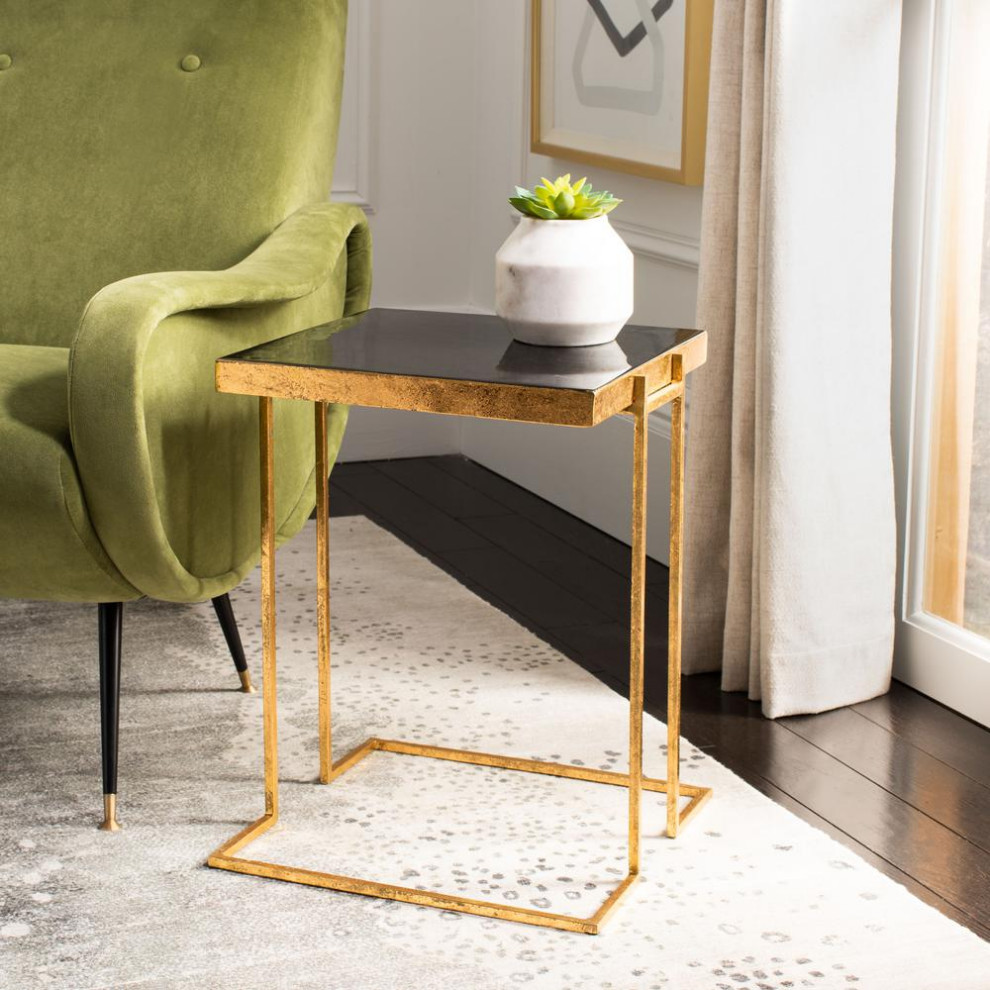 Amarylis Greek Key Side Table  Black/Gold   Contemporary   Side Tables And End Tables   by BisonOffice  Houzz