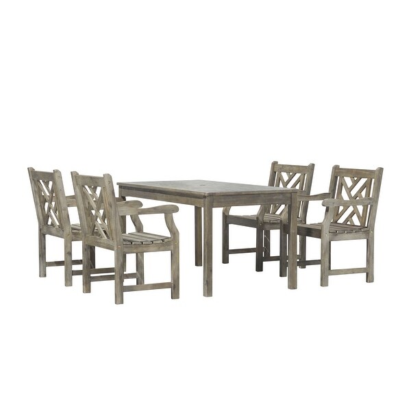 Reynard Wood Patio Table and 250 lbs weight capacity Armchair Dining Set