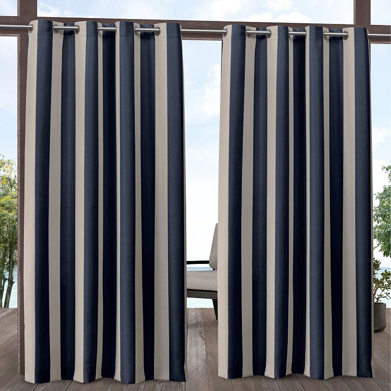 Exclusive Home 2-pack Canopy Stripe Indoor/Outdoor Curtains