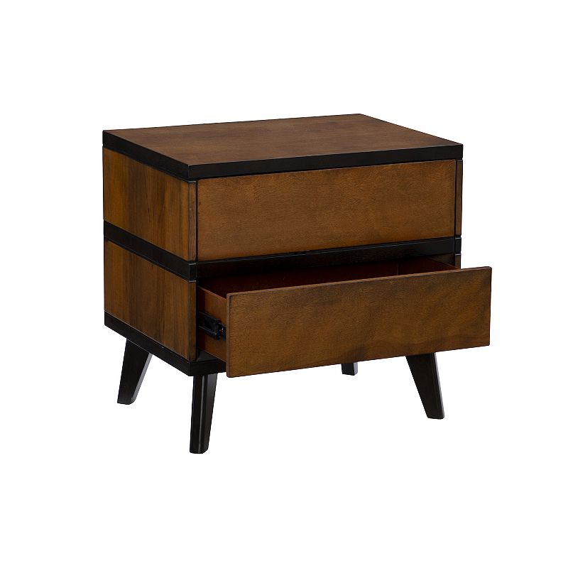 Linon Mid-Century Modern 2-Drawer Nightstand