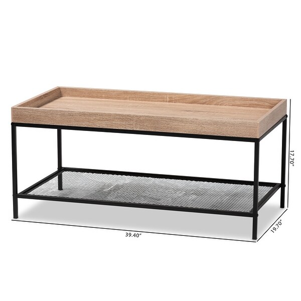 Overton Modern Industrial Oak Brown Finished Wood/ Metal Coffee Table