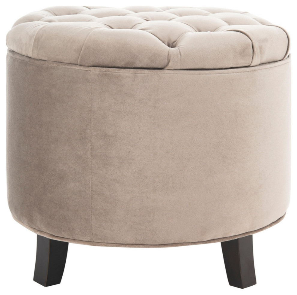 Emma Tufted Storage Ottoman  Mushroom Taupe/Espresso   Transitional   Footstools And Ottomans   by Rustic Home Furniture Deco  Houzz