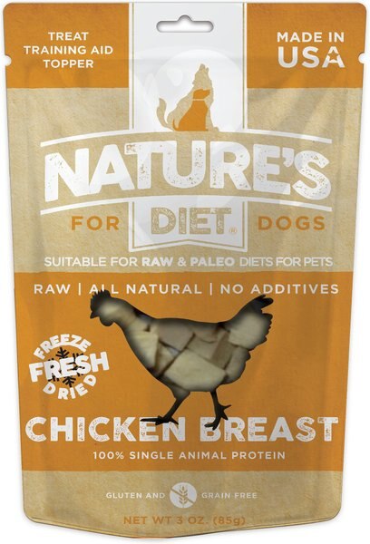 Nature's Diet Chicken Breast Raw Freeze-Dried Dog Treats， 3-oz pouch