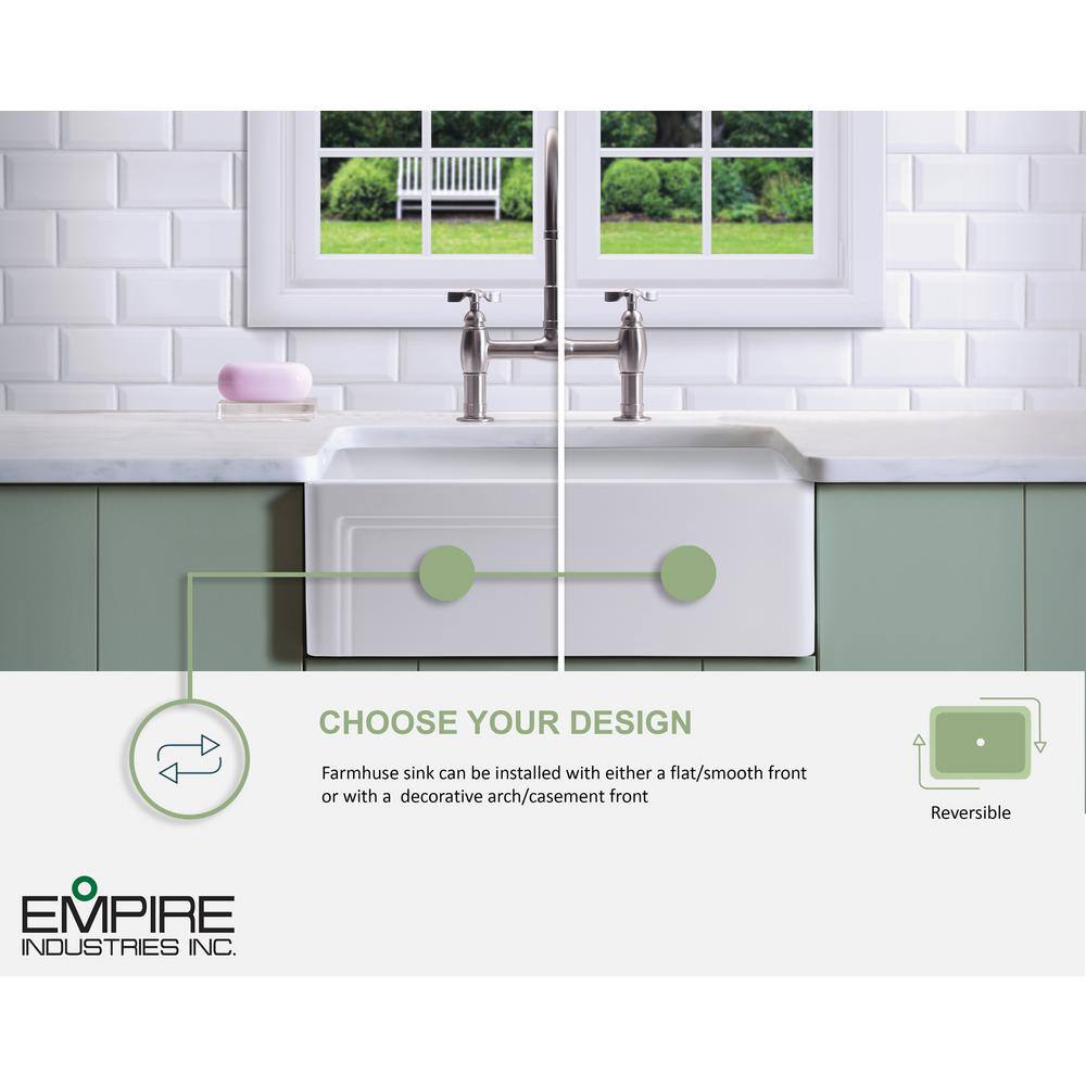 Empire Industries Olde London Farmhouse Fireclay 33 in. Single Bowl Kitchen Sink with Grid with Grid and Strainer OL33SG