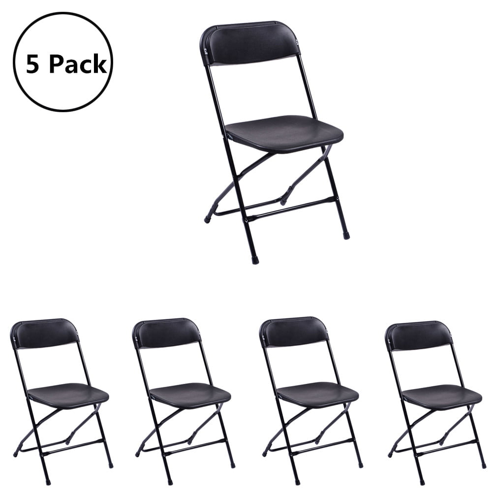 Ubesgoo Plastic Folding Chairs (5 Pack), Black