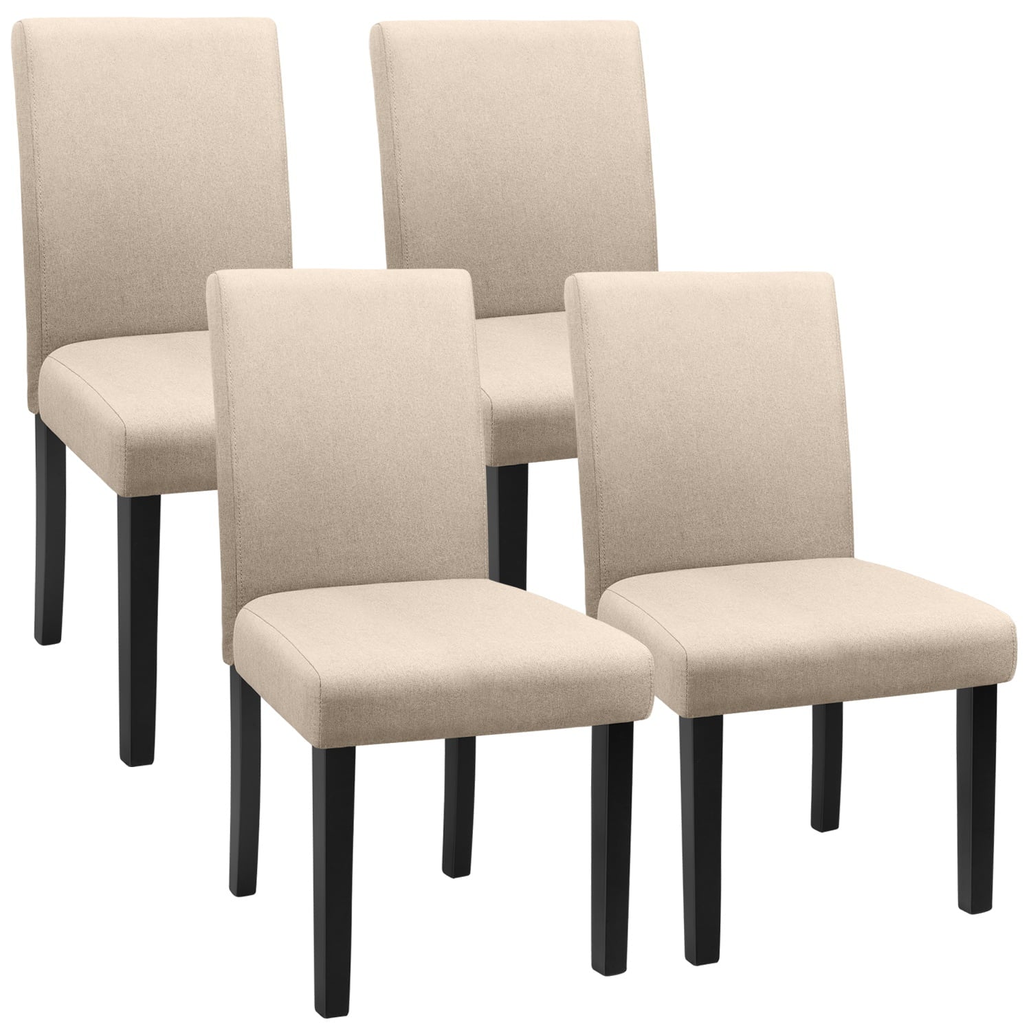 Set of 4 Upholstered Fabric Dining Chairs With Wood Legs