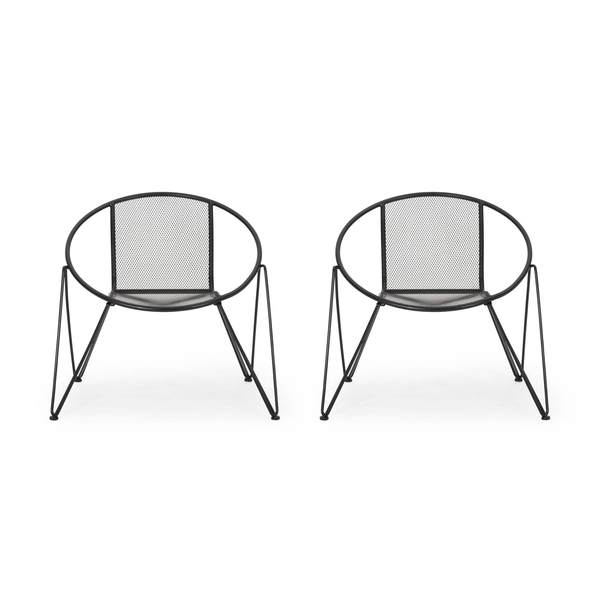 Graham Modern Outdoor Iron Club Chair (Set of 2)