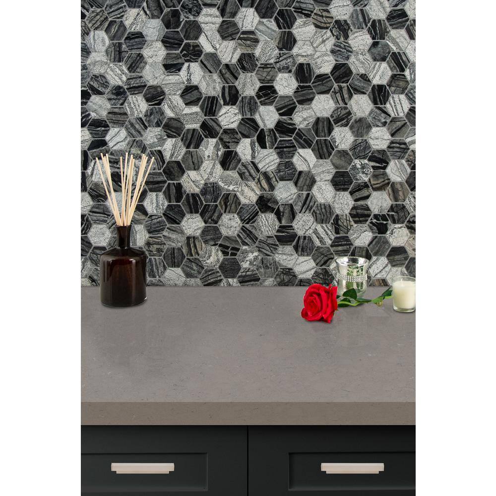 MSI Henley  Hexagon 12 in. x 12 in. Textured Marble Floor and Wall Mosaic Tile (1 sq. ft.  each) HENLEY-2HEX