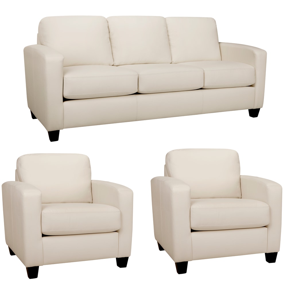 Bryce Italian Top Grain Leather Sofa Chairs Set