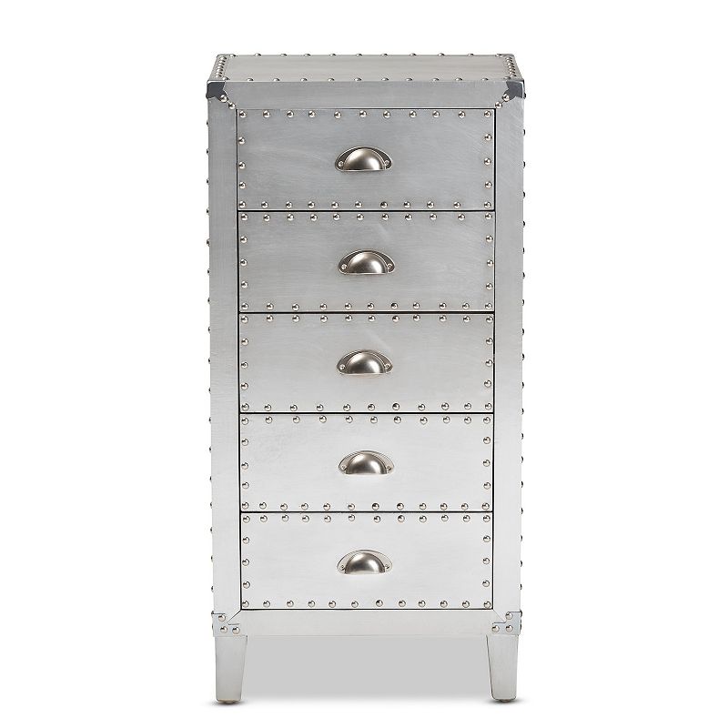 Baxton Studio Carel Silver 5-Drawer Storage Cabinet