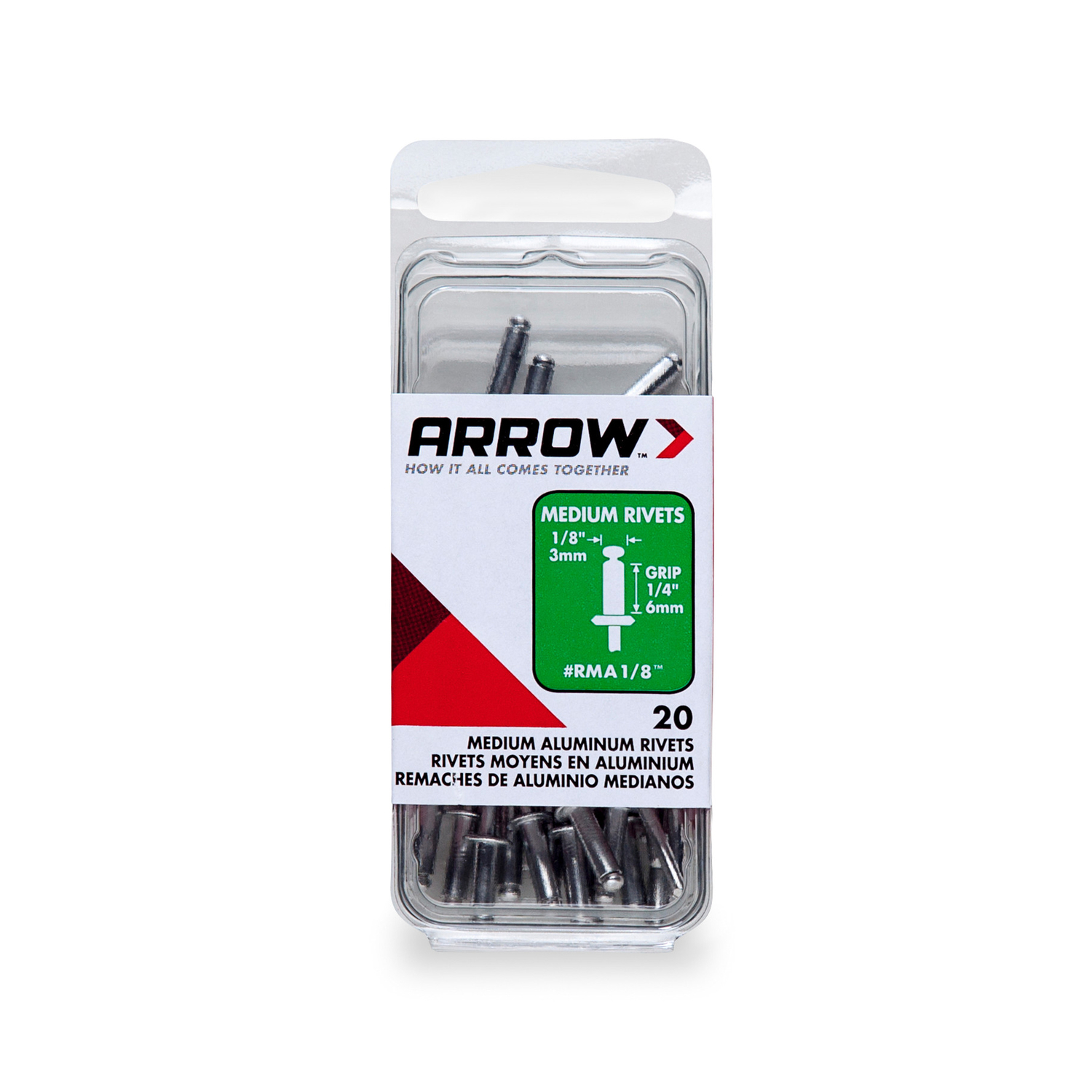 Arrow 1/8 in. D X 1/4 in. Aluminum Rivets Silver 20 pk