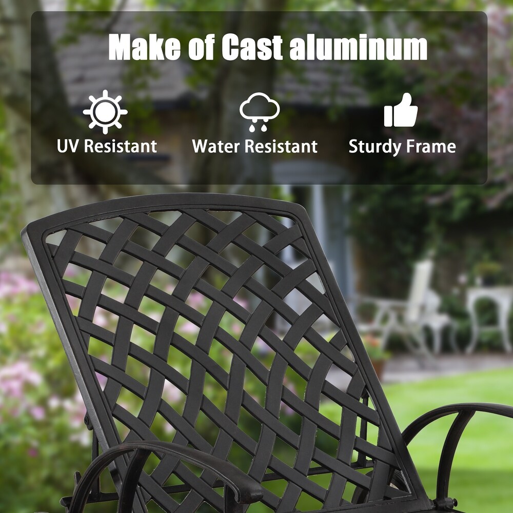 Clihome Antique Bronze Aluminum Reclining Outdoor Chaise Lounge