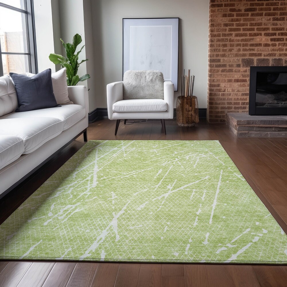 Machine Washable Indoor/ Outdoor Chantille Contemporary Crackle Rug