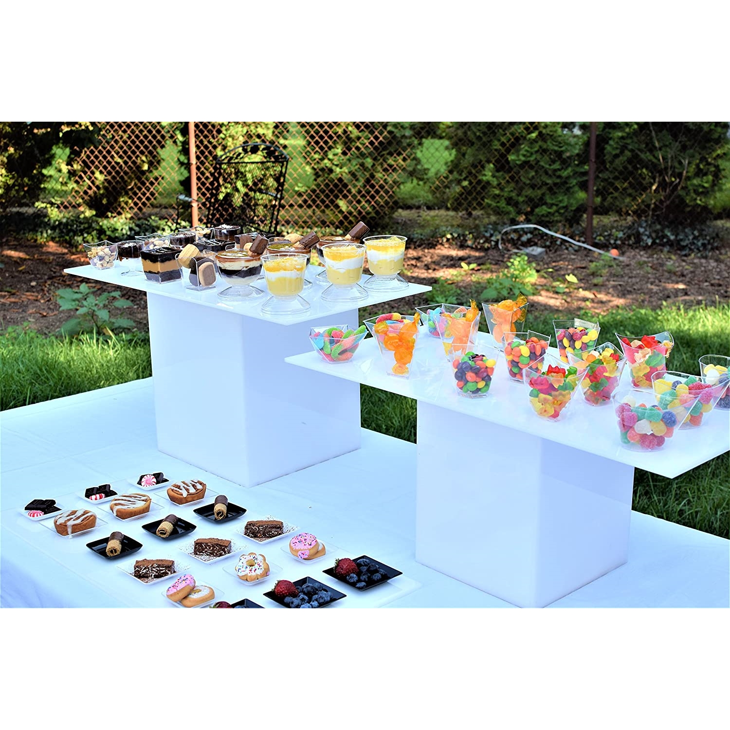 Crown Display Clear Plastic Curved Square Dessert Miniatures cups  - 24 count