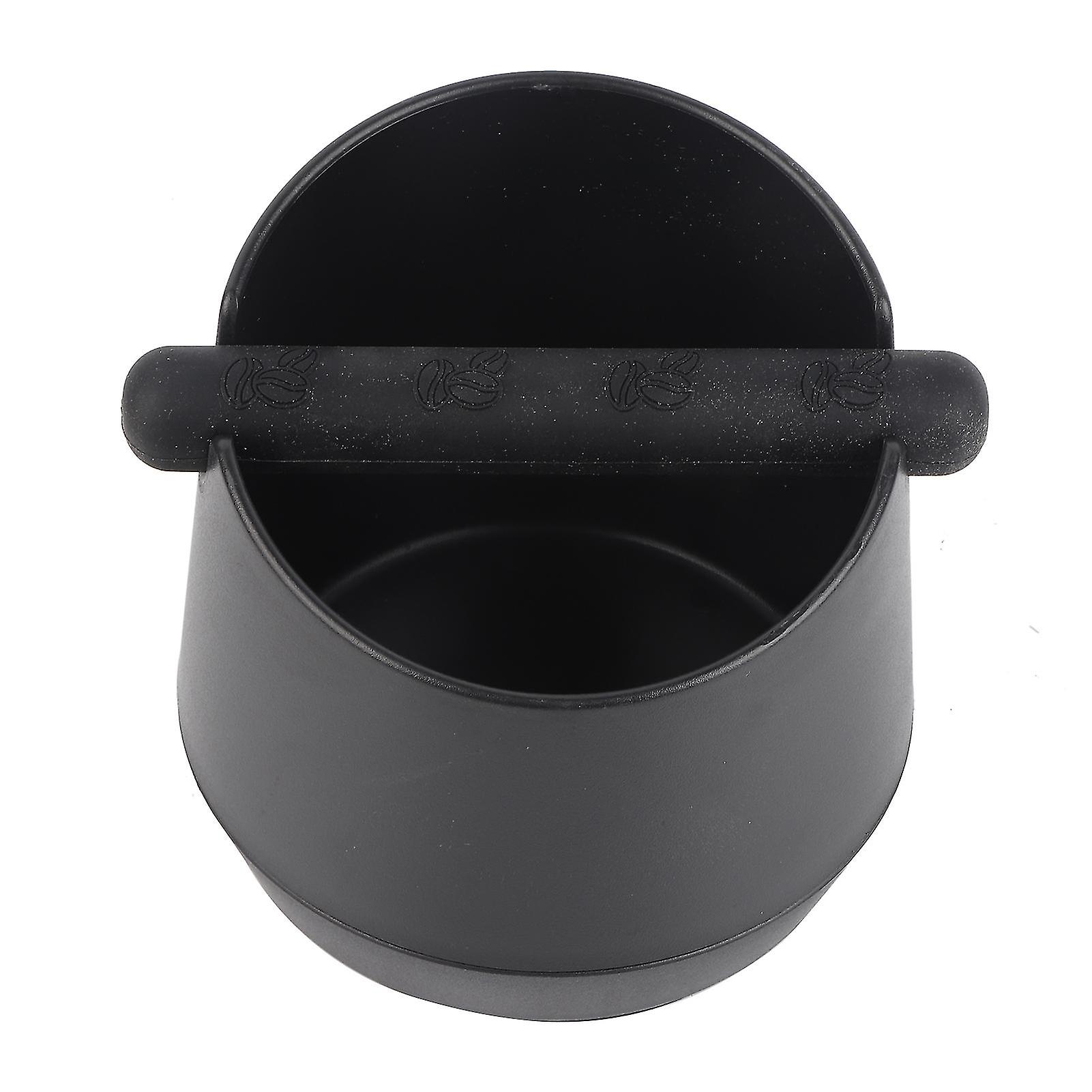 ABS Coffee Knock Box with Detachable Rubber Bar Espresso Grounds Pucks Container (Black)