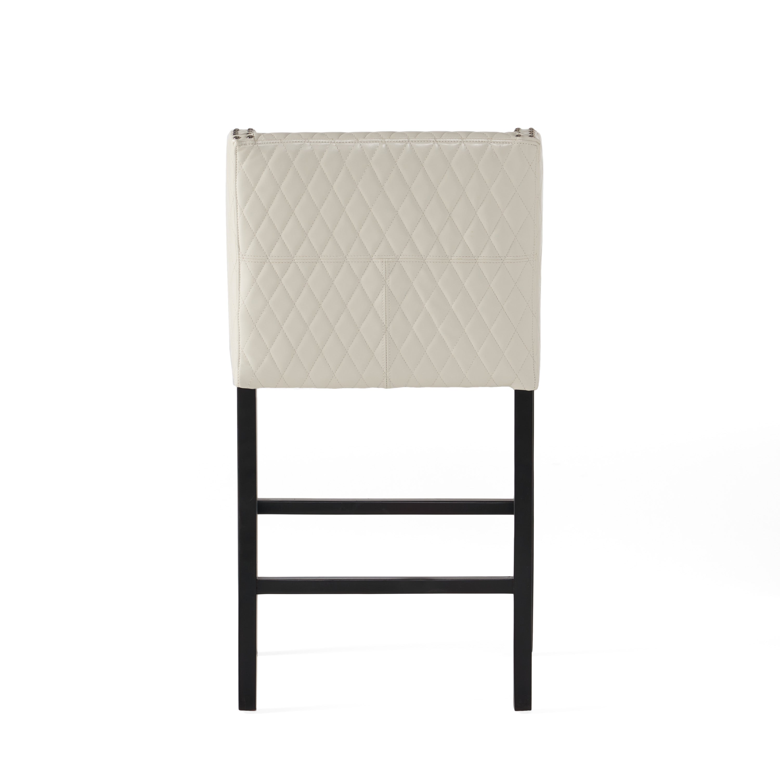 Filton Contemporary Quilted Ivory Leather Counterstool with Nailhead Accents