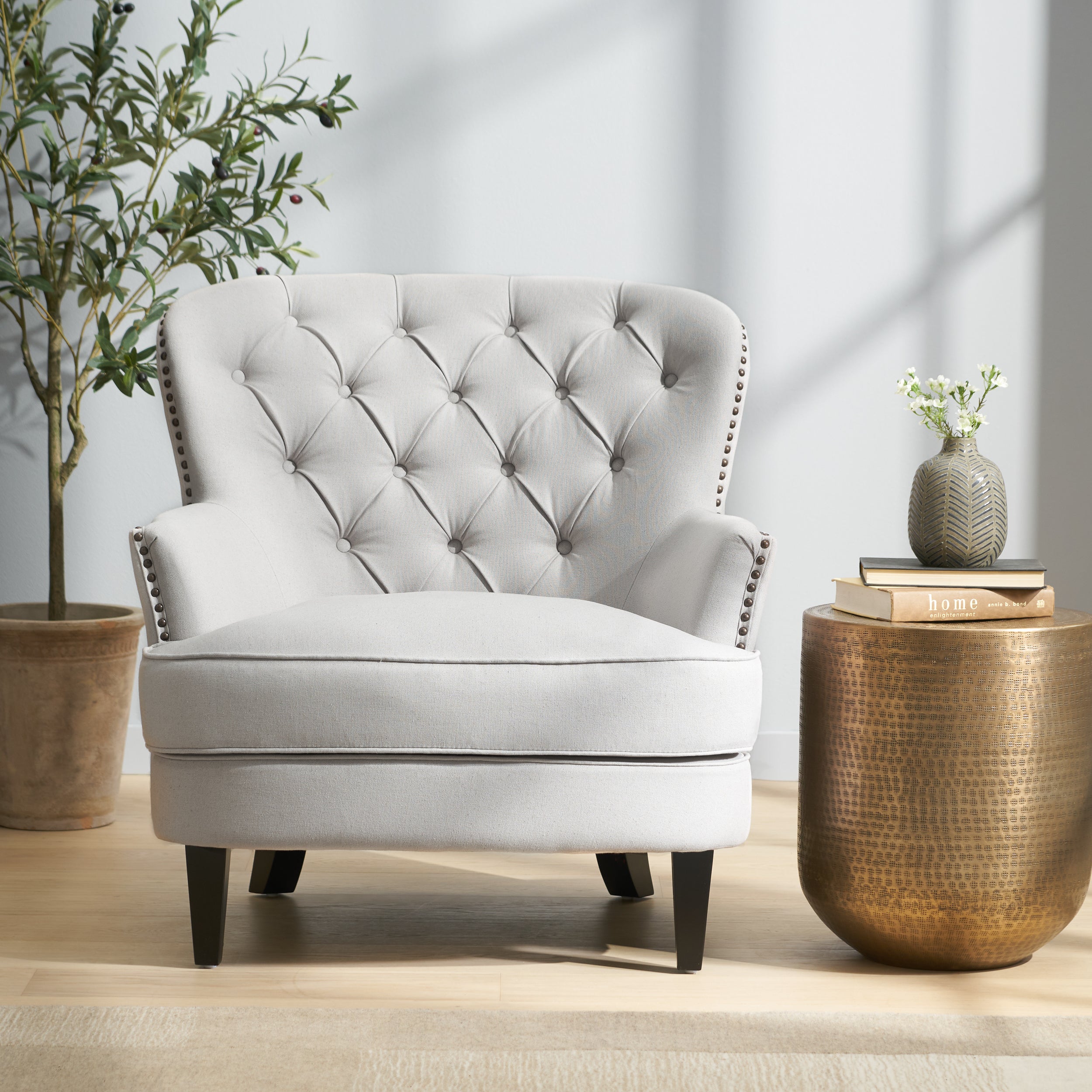 Alfred Button Tufted Fabric Club Chair