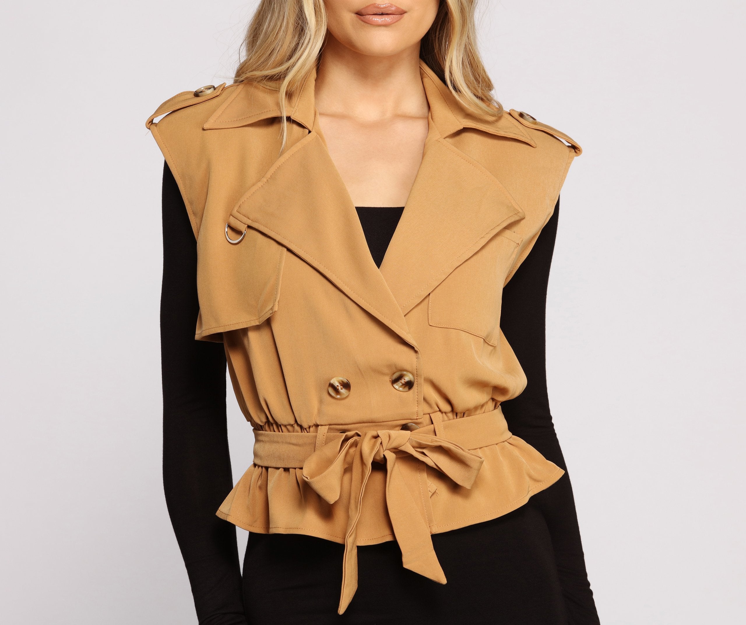 Trendy Crepe Trench Vest