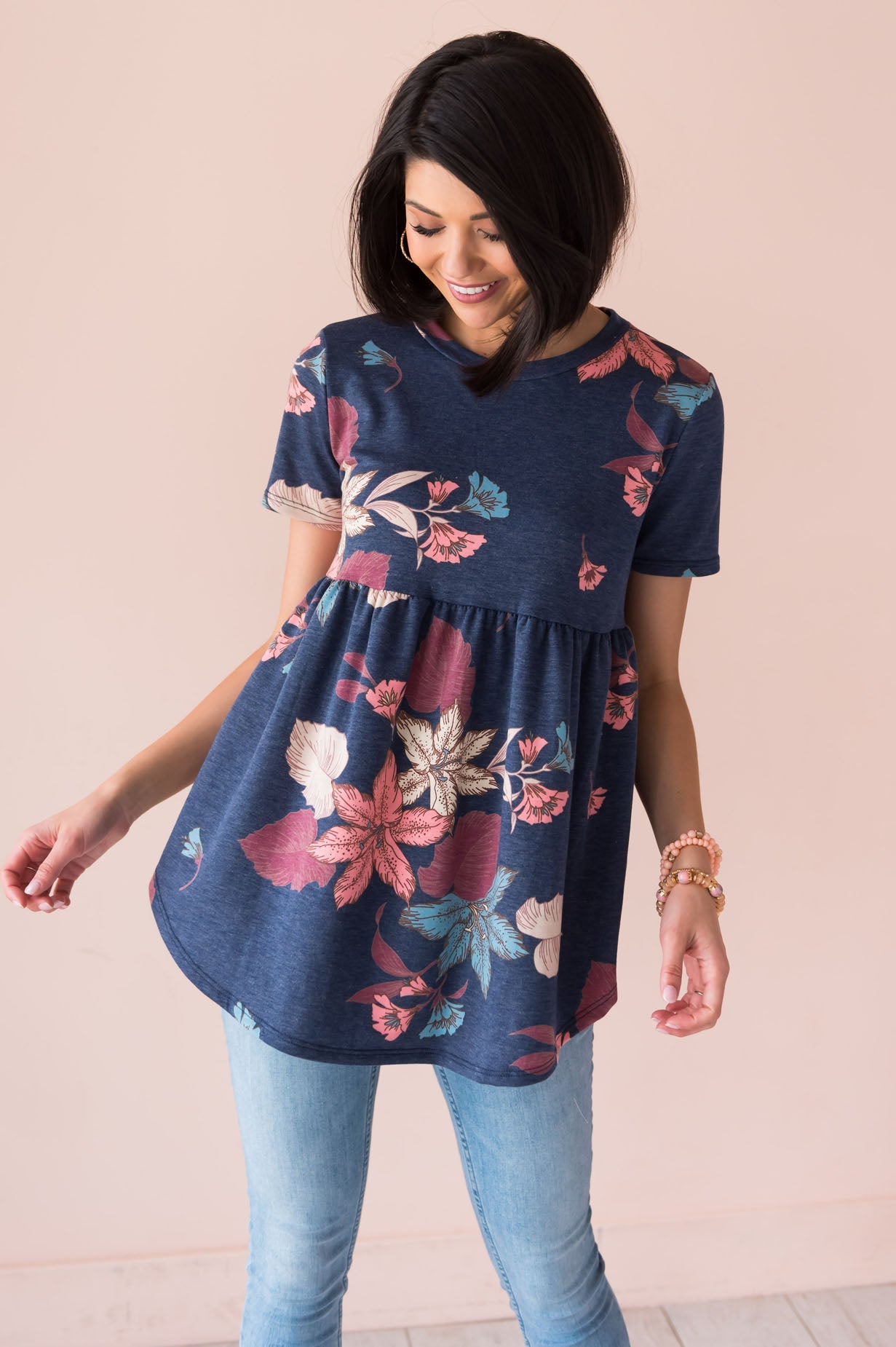 Breezy Floral Modest Babydoll Top