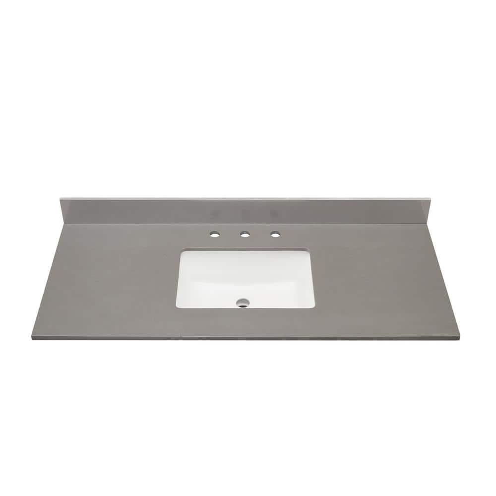 Altair Madrid 49 in W x 22 in D Composite Stone Vanity Top in Concrete Grey with White Rectangular Single sink