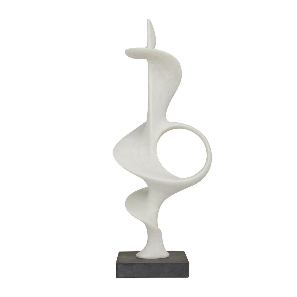 White Polystone Contemporary Abstract Sculpture