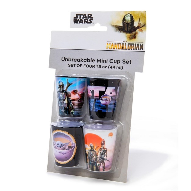 Silver Buffalo Star Wars The Mandalorian 1 5 ounce Plastic Mini Cups Set Of 4