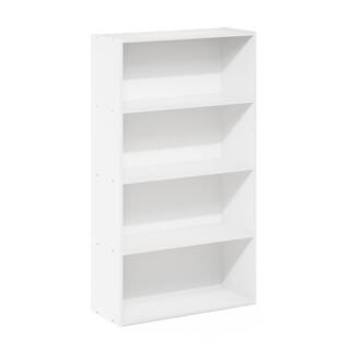 Furinno 23.6 in. White Wood 4-Shelf Standard Bookcase with Storage 11209WH