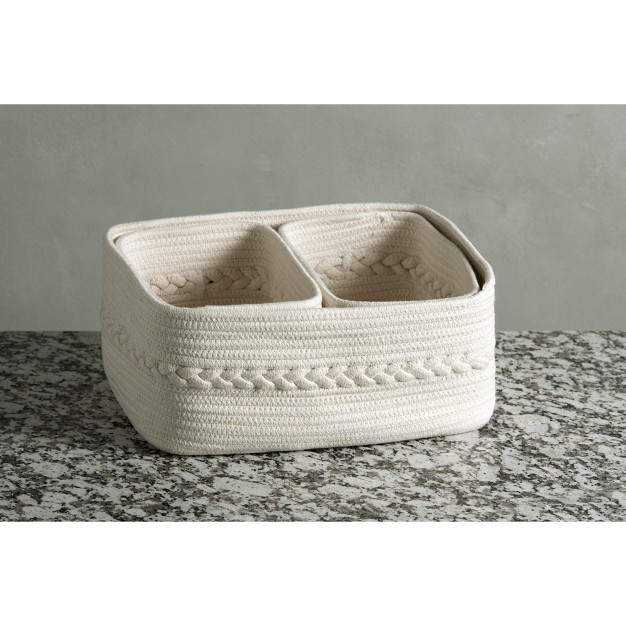 Assorted Set Of 3 Dharma Organizer Baskets Off white Shiraleah