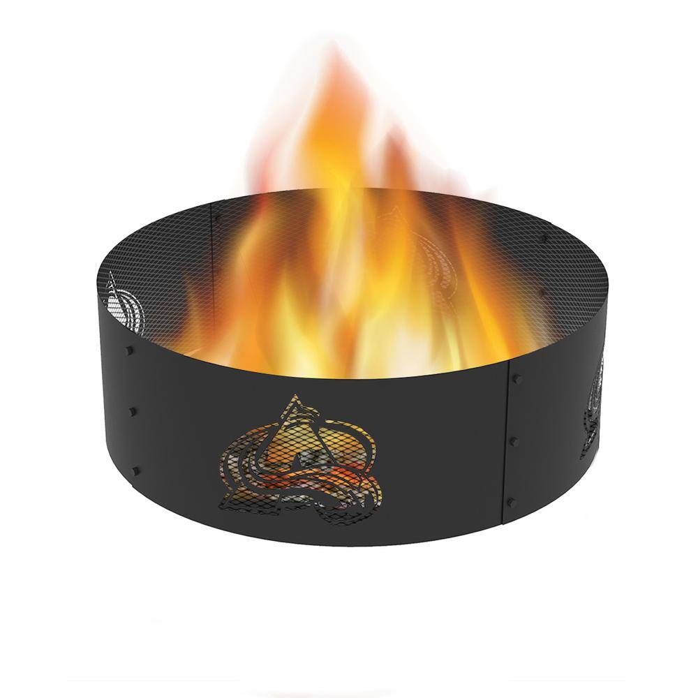 BLUE SKY OUTDOOR LIVING Decorative NHL 36 in. x 12 in. Round Steel Wood Fire Pit Ring - Colorado Avalanche FR361208-CA