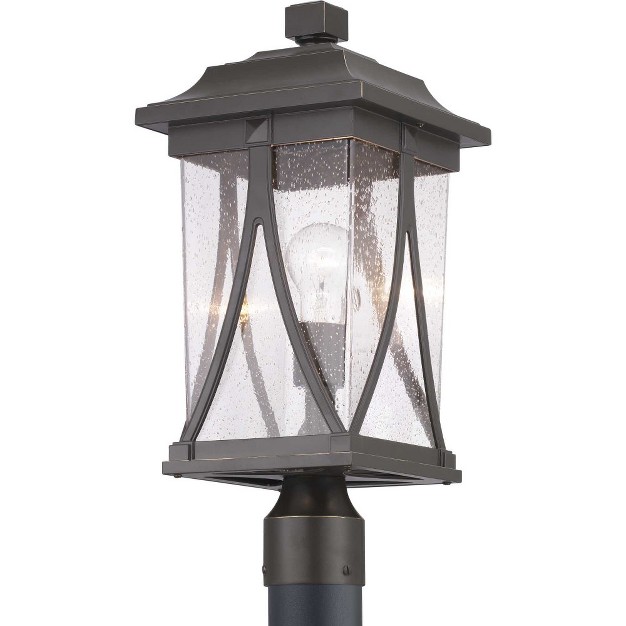 Progress Lighting Abbott 1 light Outdoor Antique Pewter Post Lantern With Clear Seeded Glass Shade