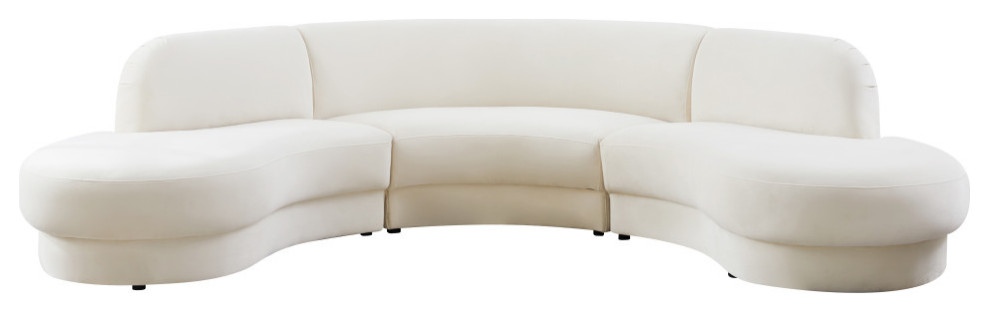 Rosa Velvet Upholstered 3 Piece Sectional   Contemporary   Sectional Sofas   by Meridian Furniture  Houzz