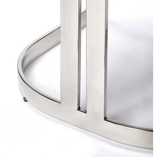 Offex Bravo Modern Silver and White FauxLeather Upholstered CounterStool - 19