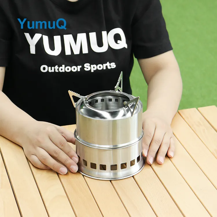 YumuQ 13.5cm Stainless Steel Mini Ultralight Portable Foldable Wood Burning Camping Stove For Outdoor Picnic Hiking