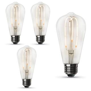 Feit Electric 40-Watt Equivalent ST19 DImmable M Shape Filament Clear Glass Vintage Edison LED Light Bulb Soft White (4-Pack) ST1940MCL927CAHDRP4