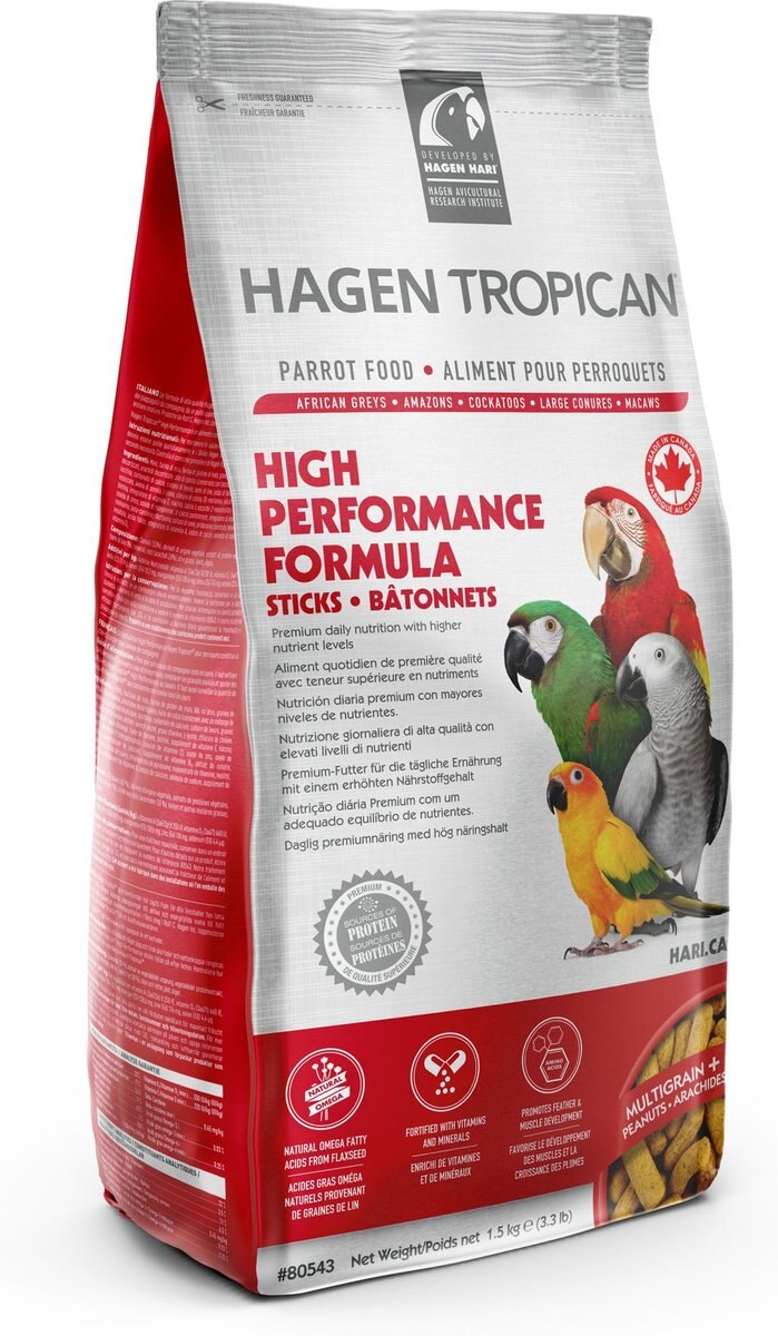 Tropican High Performance Sticks Bird Food， 3.3-lb bag