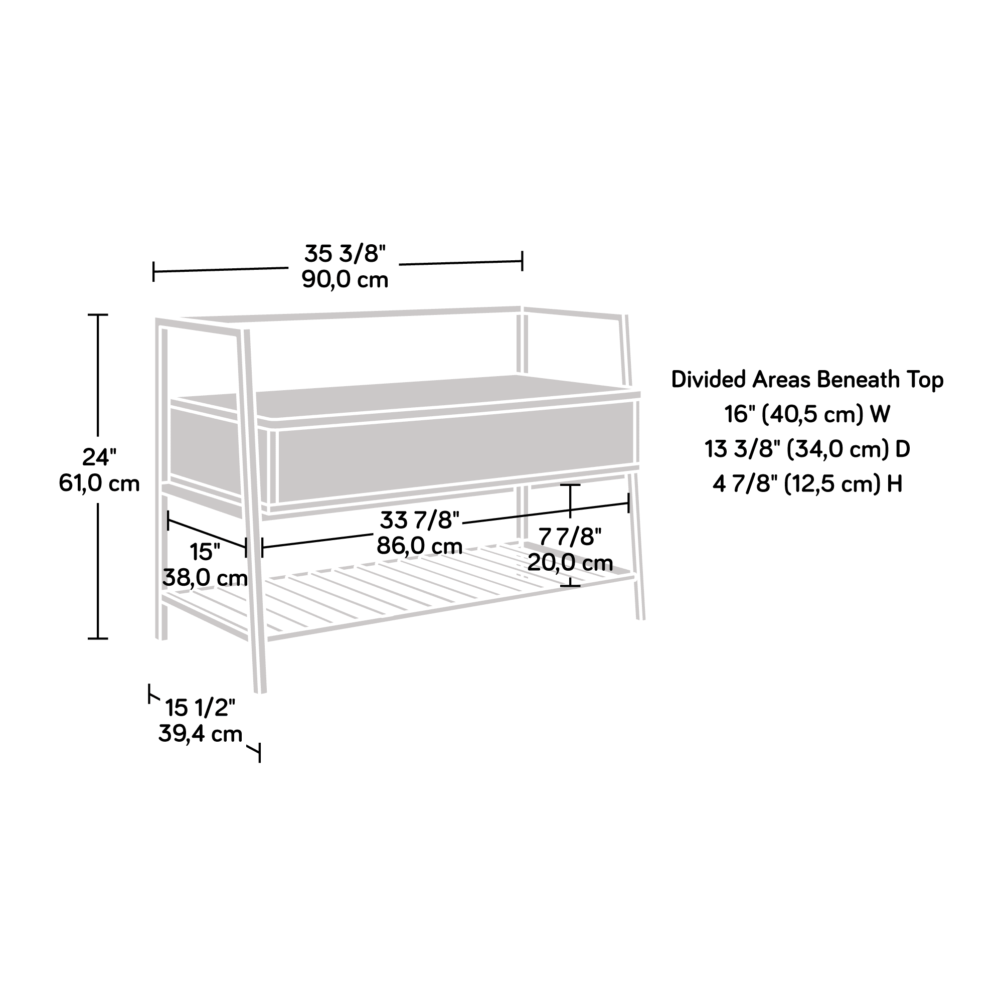 Curiod Storage Bench, Charter Oak Finish