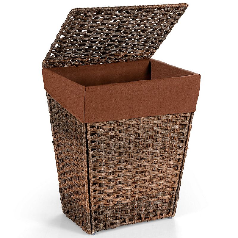 Foldable Handwoven Laundry Hamper with Removable Liner