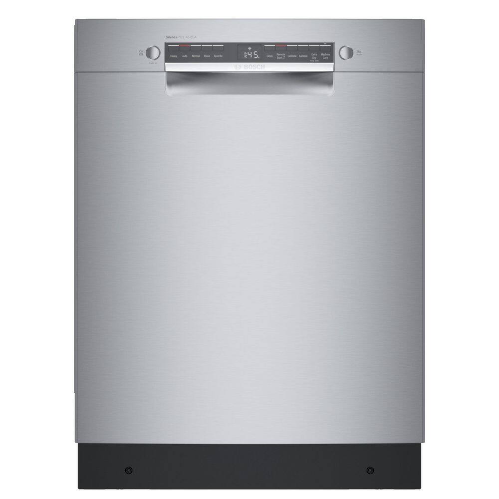 Bosch 300 Series 24 in. ADA Compliant Smart Front Control Dishwasher in Stainless Steel with Stainless Steel Tub 46dBA SGE53B55UC