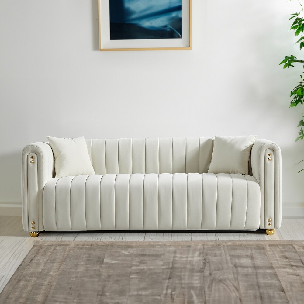 Tufted Performance Velvet Upholstered Sofa for Living Room