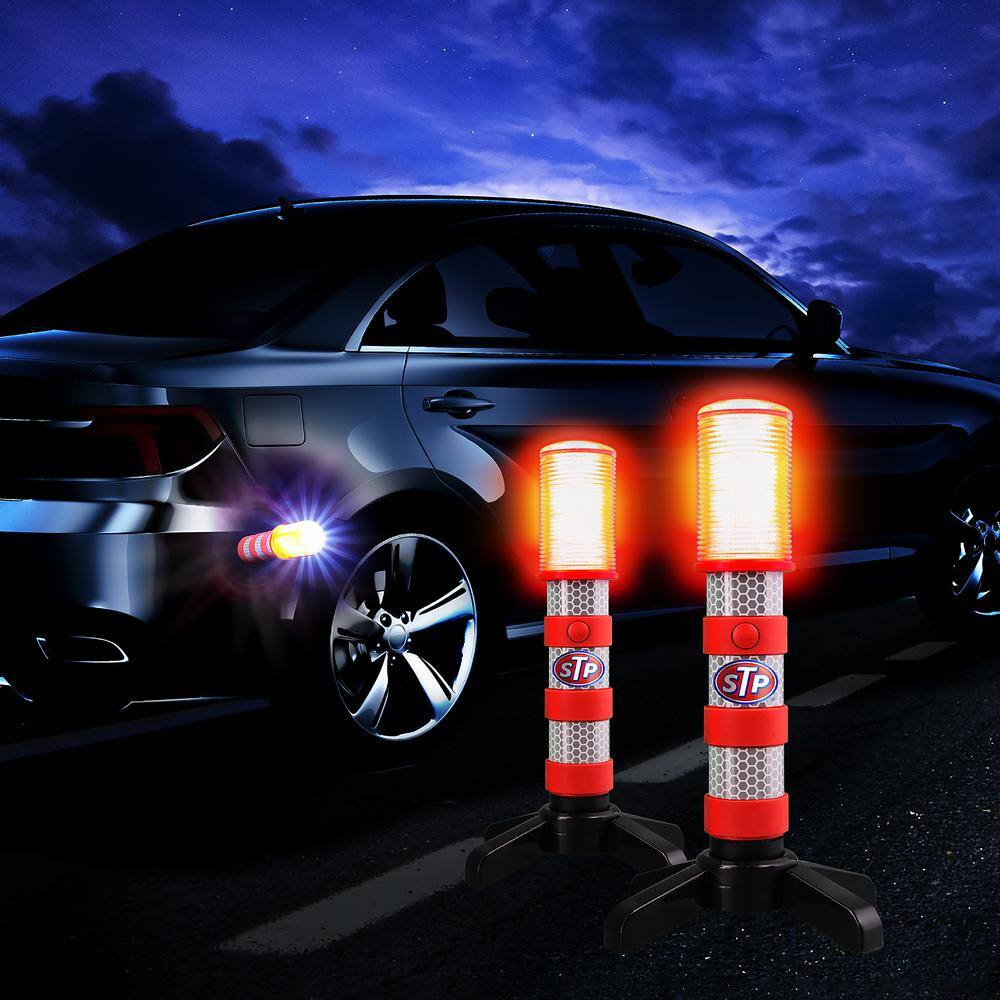 STP Emergency LED Road Flares 3 Separate Lighting Modes Battery-Powered (2-Pack) SEL1-1000-RES