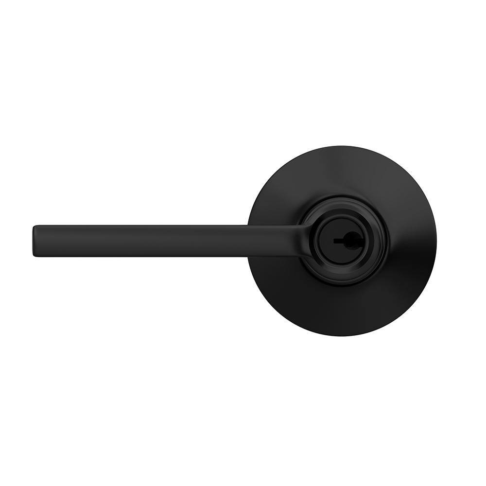 Schlage Latitude Matte Black Keyed Entry Door Handle F51A G LAT 622