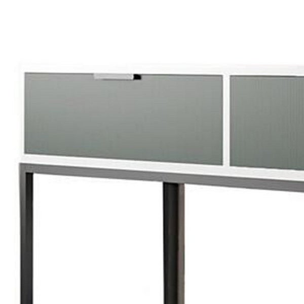 39 Inch Console Sideboard Table with Shelves and Drawer， White， Green - 39L x 11.5W x 31.5H， in inches