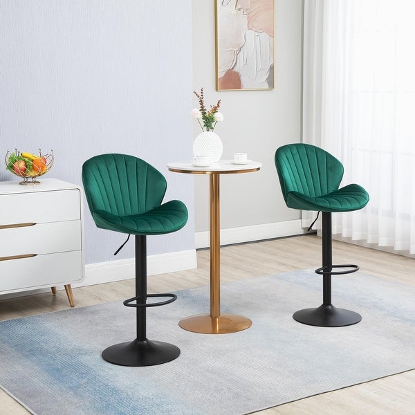 Bar Stools Set of 2 - Adjustable Barstools with Back and Footrest， Counter Height Bar Chairs