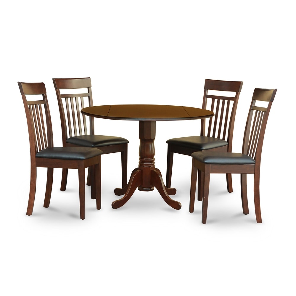 East West Furniture 5 Piece Dining Room Furniture Set  a Round Kitchen Table and 4 Dining Chairs  Mahogany (Seat Options)