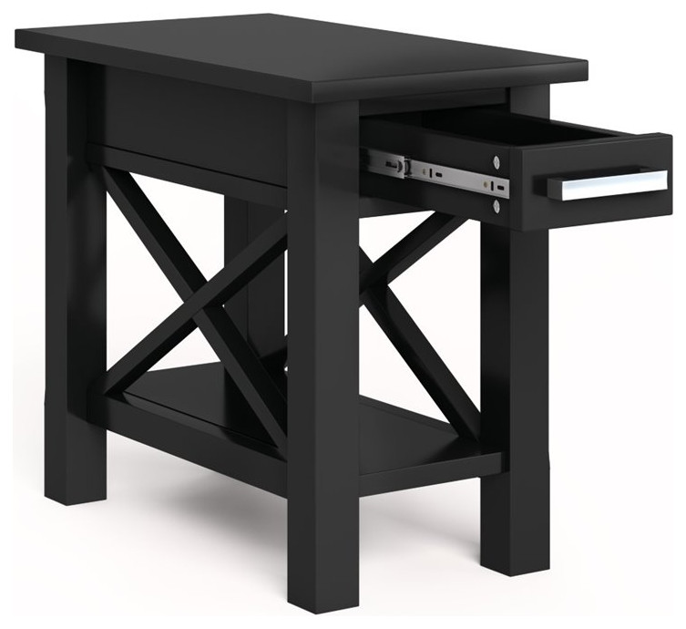 Kitchener Solid Wood 14 quotContemporary Narrow Side Table   Transitional   Side Tables And End Tables   by Homesquare  Houzz