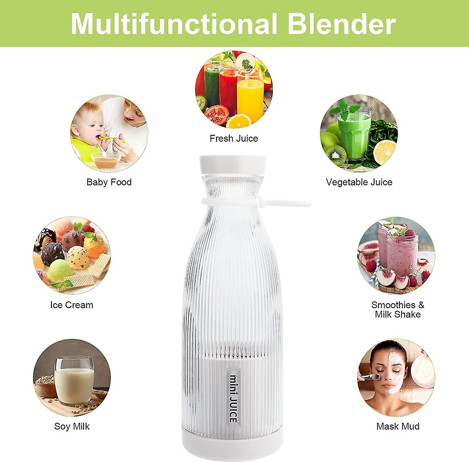 Portable Blender， 300ml Personal Blender With 8 Blades